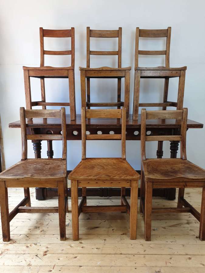 Set of 6 Eton College Maple and Beech Chairs